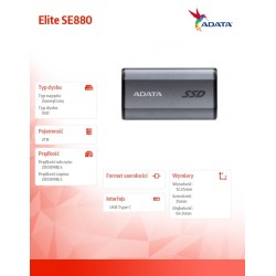 Adata Dysk zewnętrzny SSD SE880 2TB USB3.2A/C Gen2x2 | PartsPC.pl
