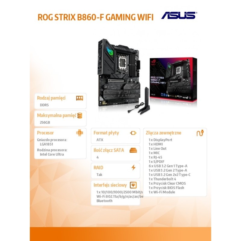 Płyta Asus ROG STRIX B860-F GAMING WIFI | PartsPC.pl