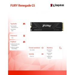 Kingston Dysk SSD Renegade G5 1TB NVMe 5.0 M.2 2280 14200/11… | PartsPC.pl