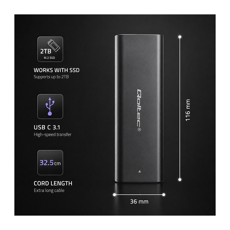 Obudowa/kieszeń Qoltec do dysków M.2 SATA SSD | NGFF | USB t… | PartsPC.pl