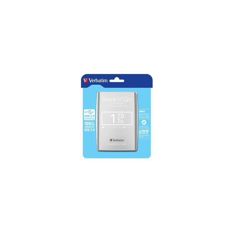 Dysk zewnętrzny Verbatim 1TB Store 'n' Go 2.5" srebrny USB 3… | PartsPC.pl