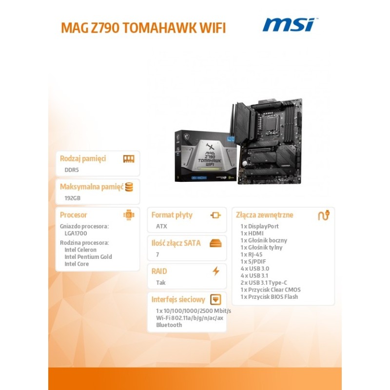 Płyta MSI MAG Z790 TOMAHAWK WIFI | PartsPC.pl