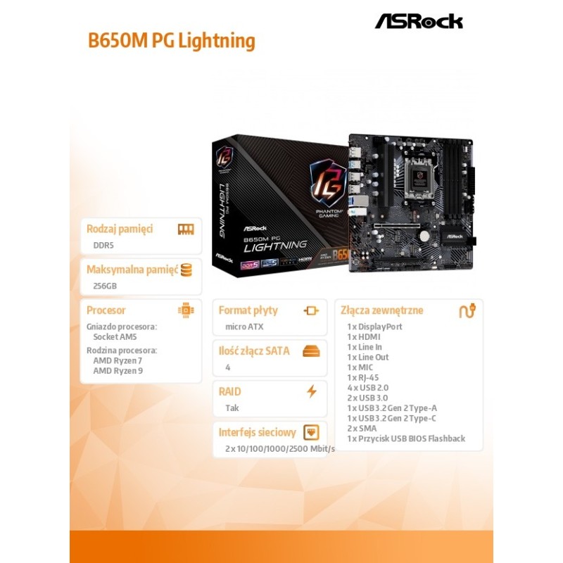 Płyta ASrock B650M PG LIGHTNING /AMD