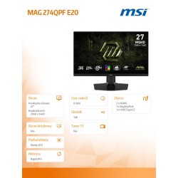MSI Monitor MAG 274QPF E20 27 cali/LED/WQHD/FLAT/200Hz/Czarn… | PartsPC.pl