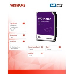 Dysk WD Purple™ WD85PURZ 8TB 3.5" 5640 256MB SATA III | PartsPC.pl