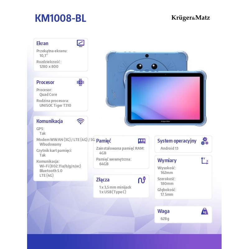 Tablet Kruger&Matz KM1008-BL 10,1" FUN 1008 blue | PartsPC.pl