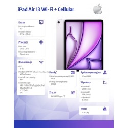 iPad Air 13 cali Wi-Fi + Cellular 128GB Fioletowy | PartsPC.pl
