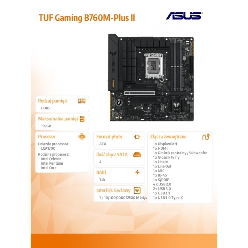 Płyta Asus TUF GAMING B760M-PLUS II | PartsPC.pl