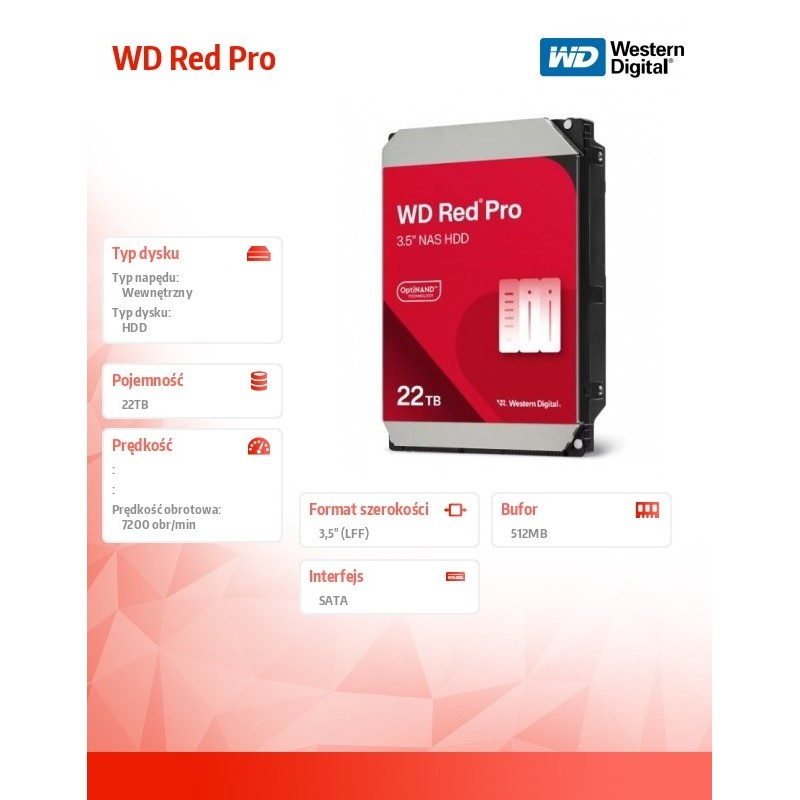 WD Red Pro WD221KFGX 22TB SATA | PartsPC.pl