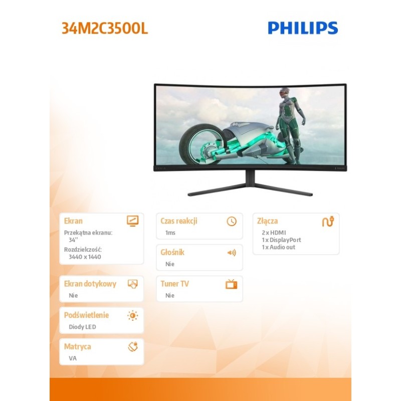 Monitor Philips 34" 34M2C3500L/00 2xHDMI DP | PartsPC.pl