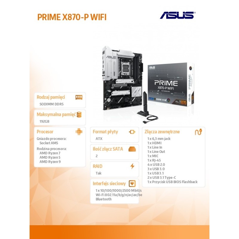 Płyta Asus PRIME X870-P WIFI /AMD | PartsPC.pl