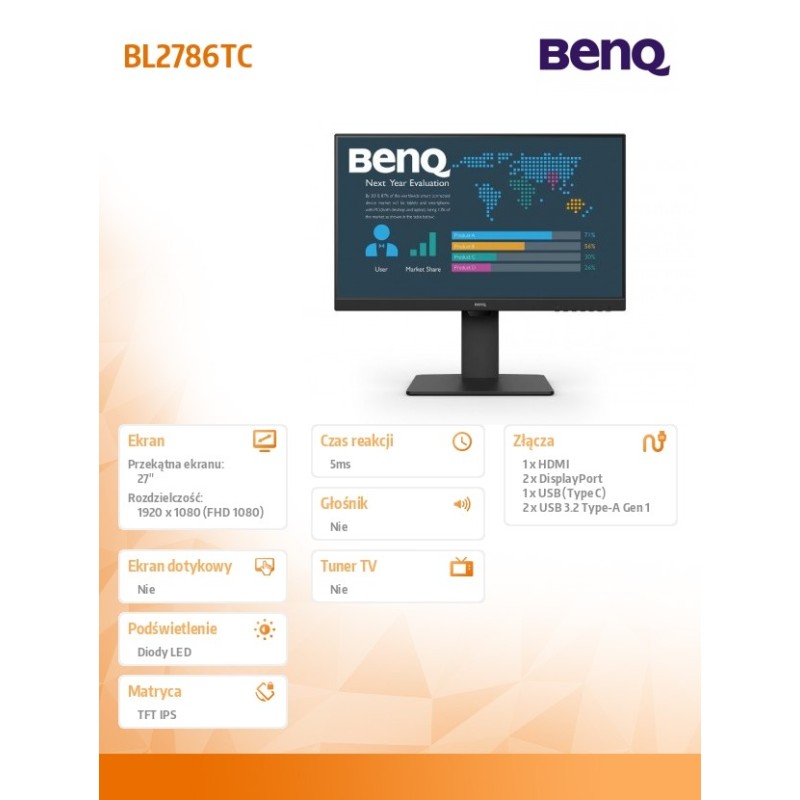 Benq Monitor 27 cali BL2786TC LED 5ms/IPS/HDMI/100Hz | PartsPC.pl