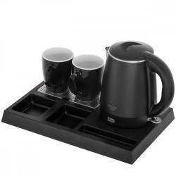 Czajnik hotelowy AD 1387 z tacką z 2 kubkami 1l, inox | PartsPC.pl
