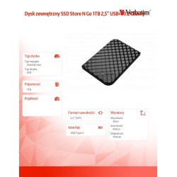 Dysk SSD zewnętrzny Verbatim Store n Go 1TB 2,5" USB-C 3.2 G… | PartsPC.pl