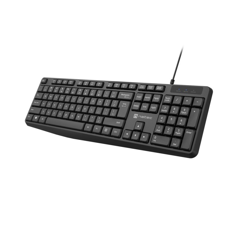 Klawiatura przewodowa Natec Nautilus US slim czarna | PartsPC.pl