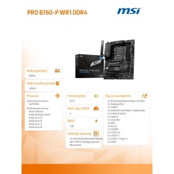Płyta MSI PRO B760-P WIFI DDR4 - INTEL Socket 1700 | PartsPC.pl