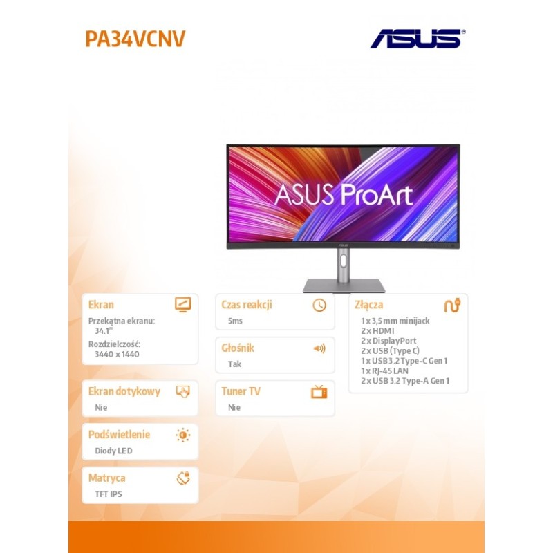 Monitor Asus 34,1" ProArt Display PA34VCNV 2xHDMI 2xDP... | PartsPC.pl