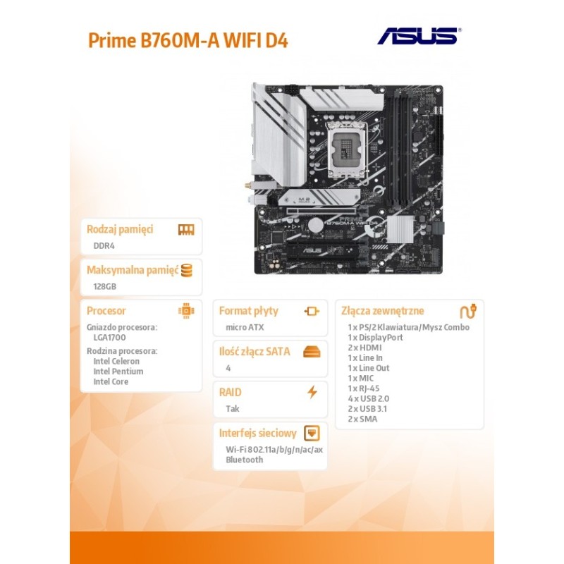 Płyta Asus PRIME B760M-A WIFI D4 | PartsPC.pl