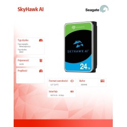 Dysk SEAGATE SkyHawk AI ST24000VE002 24TB 3,5" 512MB SATA II… | PartsPC.pl