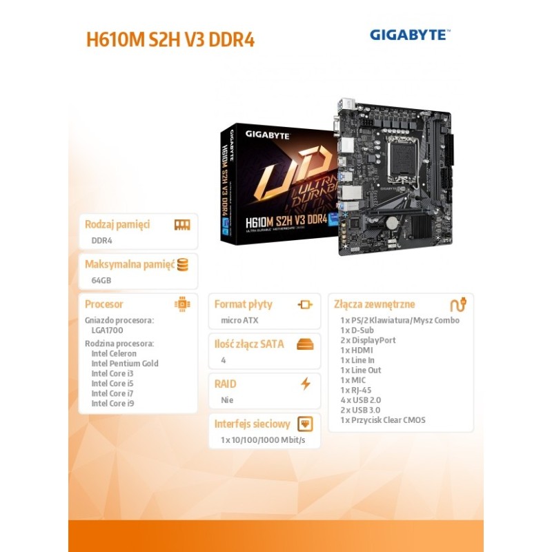 Płyta Gigabyte H610M S2H V3 DDR4 (rev. 1.0) | PartsPC.pl