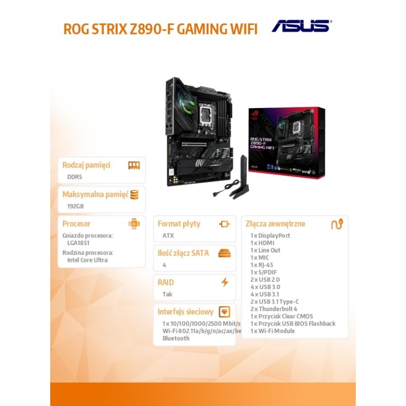 Płyta Asus ROG STRIX Z890-F GAMING WIFI | PartsPC.pl