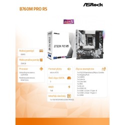 Płyta ASRock B760M PRO RS /B760/DDR5/SATA3/M.2/USB3.0/PCIe5.… | PartsPC.pl