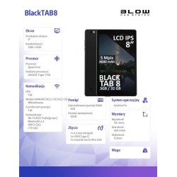 BLOW Tablet BlackTAB8 3/32GB 4G LTE 8 cali Czarny | PartsPC.pl
