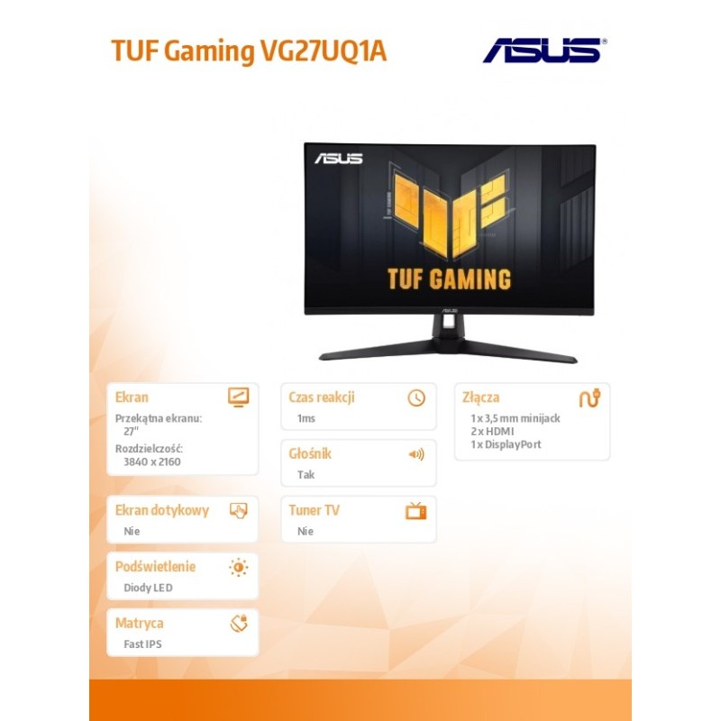 Monitor Asus 27" TUF Gaming VG27UQ1A Fast IPS 4K UHD 1... | PartsPC.pl
