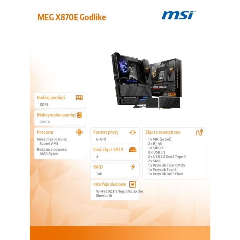 Płyta MSI MEG X870E GODLIKE /AMD | PartsPC.pl