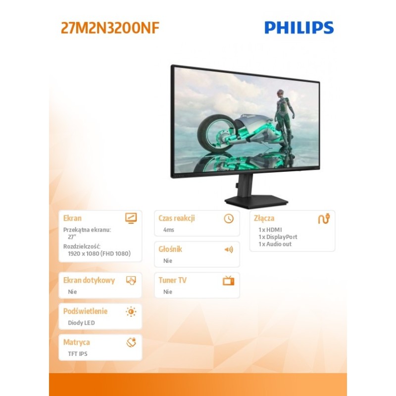 Monitor Philips 27" 27M2N3200NF/00 IPS FHD 144Hz HDMI DP | PartsPC.pl