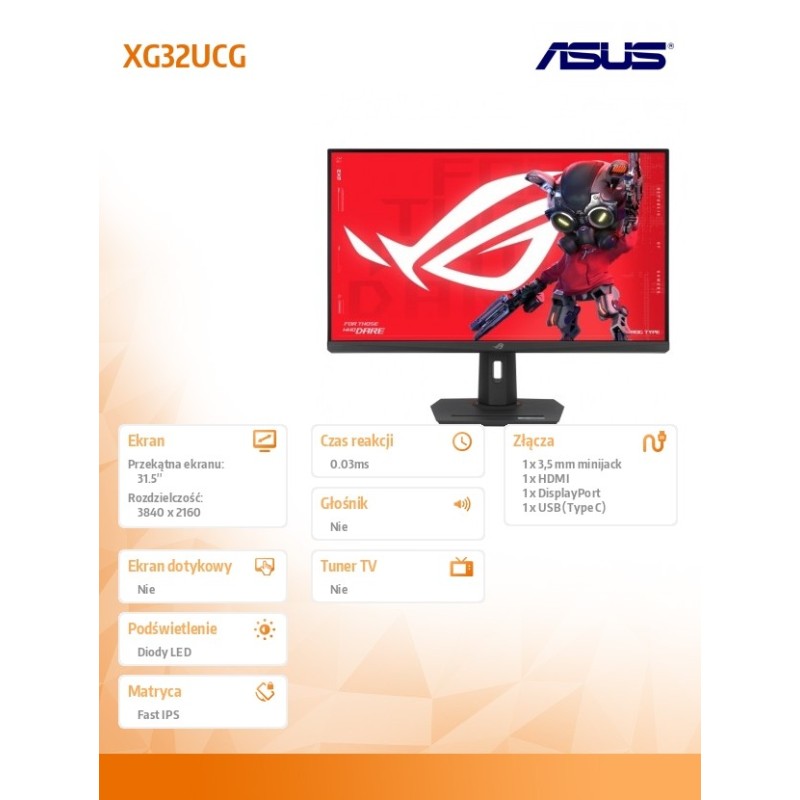 Monitor Asus 31,5" ROG Strix XG32UCG Fast IPS 4K UHD 160Hz H… | PartsPC.pl