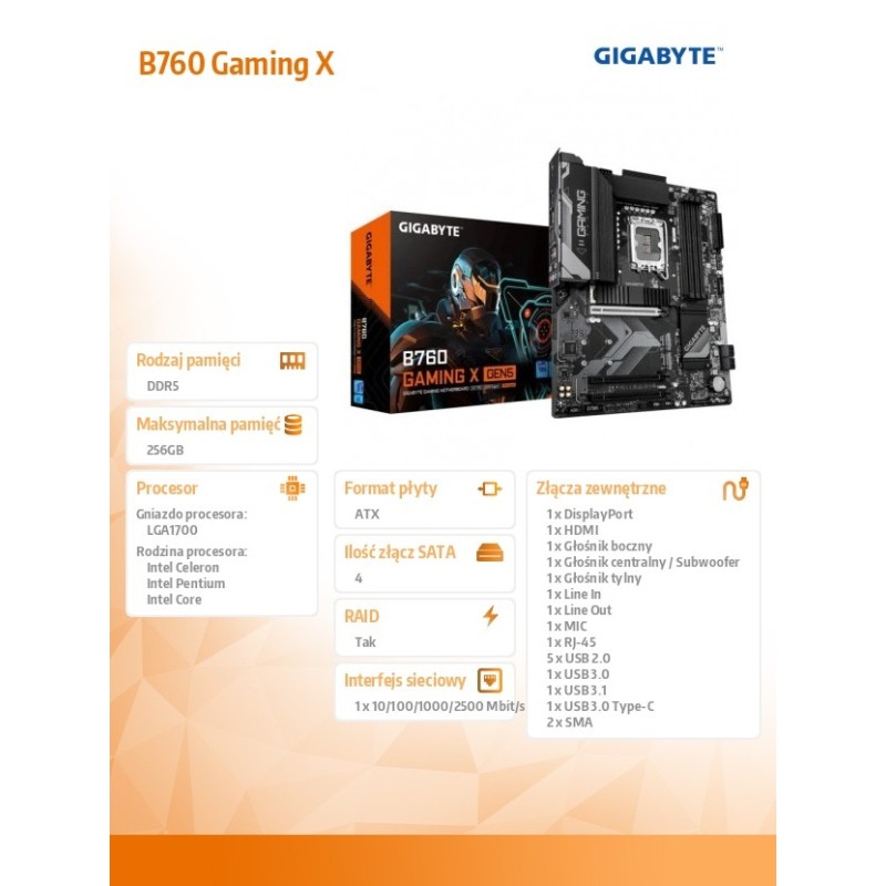 Płyta Gigabyte B760 GAMING X GEN5 | PartsPC.pl