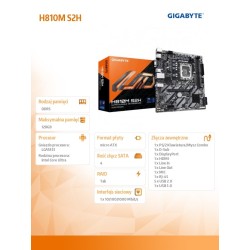 Gigabyte Płyta główna H810M S2H s1851 2DDR5 DP/HDMI/DSUB mAT… | PartsPC.pl