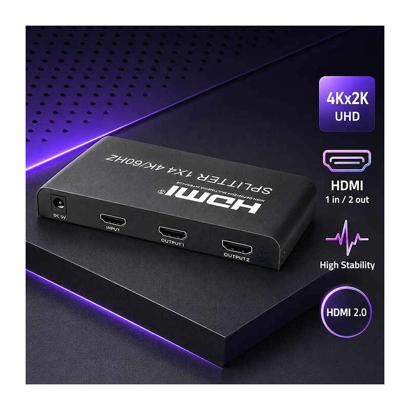 Rozdzielacz aktywny Qoltec Splitter 2 x HDMI 4K x 2K |... | PartsPC.pl