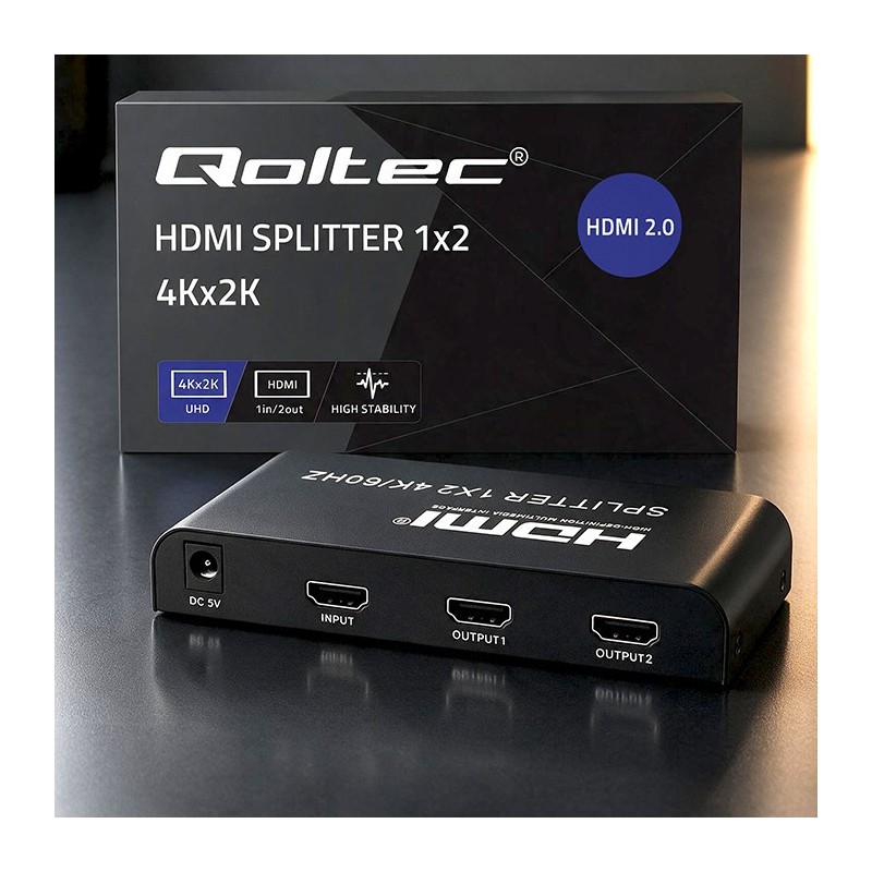 Rozdzielacz aktywny Qoltec Splitter 2 x HDMI 4K x 2K |... | PartsPC.pl