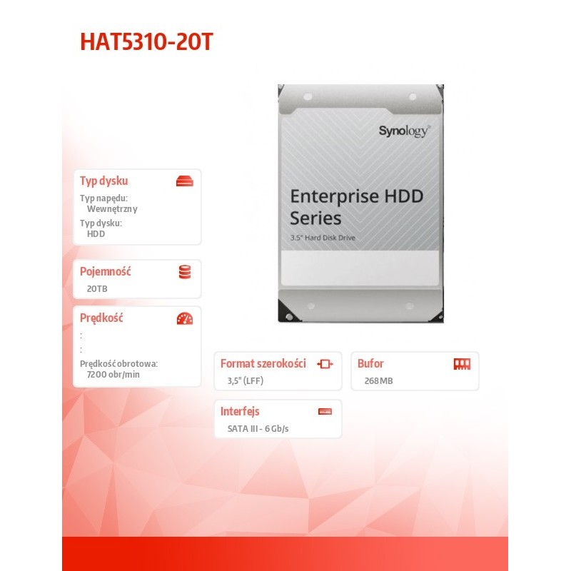 Synology HAT5310-20T | dysk 3.5'' SATA HDD o pojemności 20TB… | PartsPC.pl