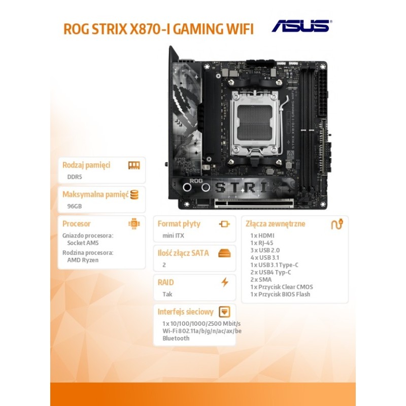 Płyta Asus ROG STRIX X870-I GAMING WIFI /AMD