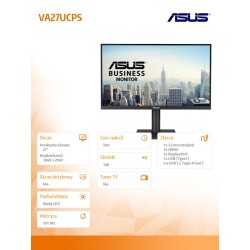 Asus Monitor 27 cali VA27UCPS 4K UHD USB-C65 HDR10 | PartsPC.pl