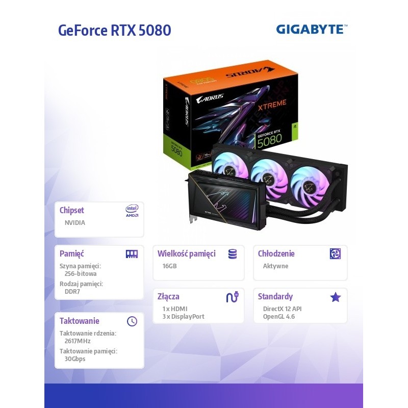 Karta VGA Gigabyte AORUS GeForce RTX 5080 XTREME... | PartsPC.pl