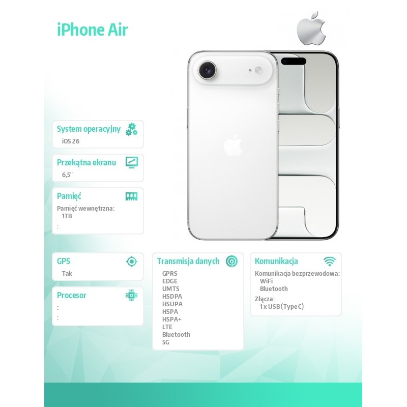 Apple iPhone Air 1TB Biały obłok | PartsPC.pl