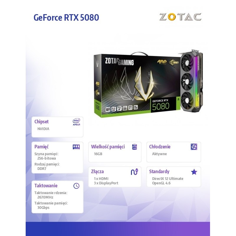 ZOTAC Karta graficzna GeForce RTX 5080 AMP EXTREME INF... | PartsPC.pl