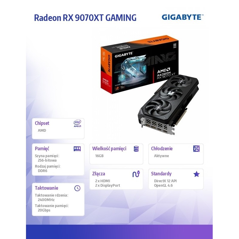 Karta VGA Gigabyte Radeon RX 9070 XT GAMING 16G 16GB GDDR6 2… | PartsPC.pl