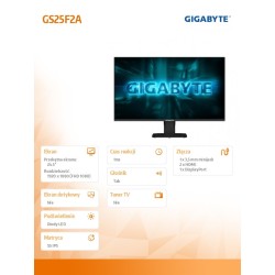 Gigabyte Monitor 24.5 cala GS25F2A GAMING | PartsPC.pl
