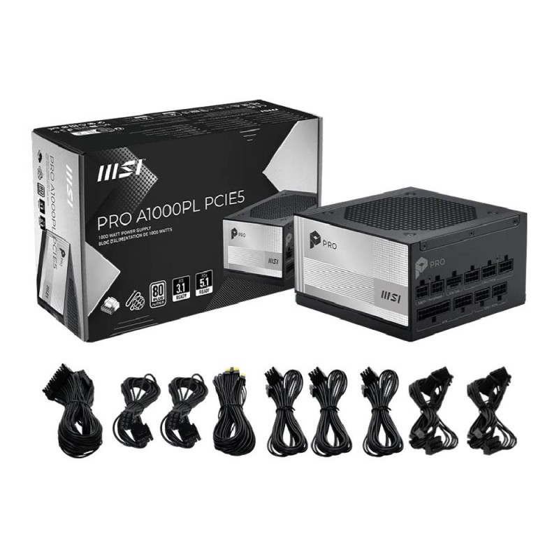 Zasilacz MSI PRO A1000PL PCIE5 1000W 120mm 80plus Platinum | PartsPC.pl