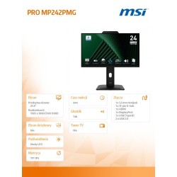 MSI Monitor 23.8 cala PRO MP242PMG LED/FHD/Flat/120Hz/czarny… | PartsPC.pl