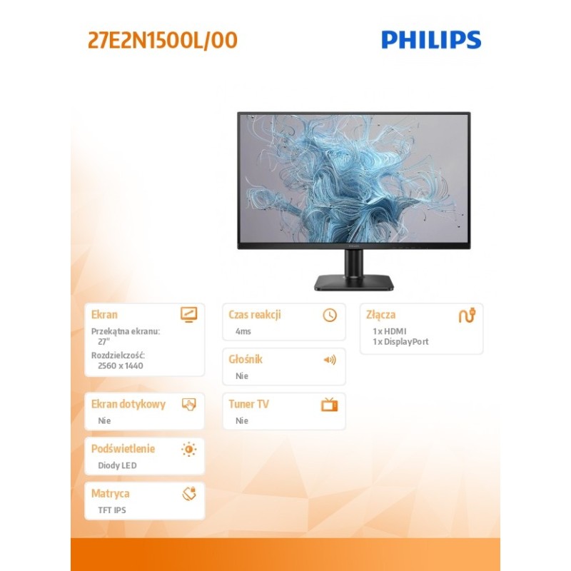 Philips Monitor 27E2N1500L 27 cali IPS 75Hz HDMI DP | PartsPC.pl