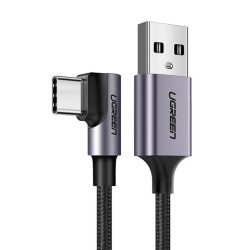 Kabel kątowy USB - USB-C Ugreen 17768 15W 1m - czarny | PartsPC.pl