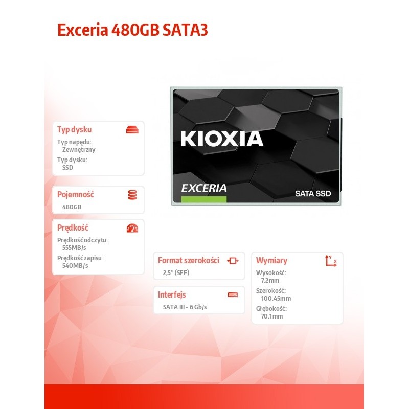 Dysk SSD KIOXIA EXCERIA 480GB SATA III 2,5" (555/540) 7mm