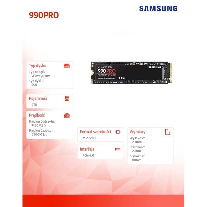Samsung SSD 990 Pro NVMe M.2 PCIe 4TB