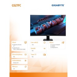 Monitor Gigabyte 27" GS27FC 2xHDMI DP